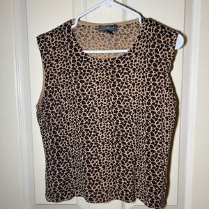 Vintage Leopard Print Sleeveless Tank Top Made In Hong Kong